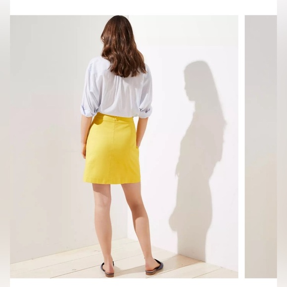LOFT Button Shift Skirt Yellow Size 8 New Women’s Short A Line Summer Casual - Picture 2 of 9